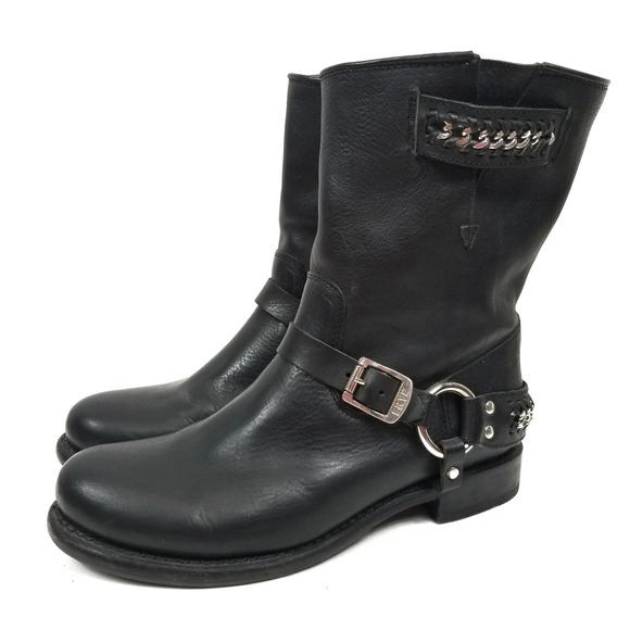 Frye Shoes - Frye Black Leather Harness Boots